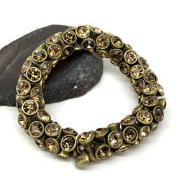 Designer Fossil Gold-Tone Brown Rhinestone Fashionable Chain Bracelet alternative image