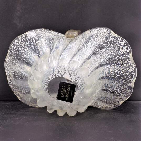 Vintage Larry Laslo For Mikasa Art Glass Basket w/Silver Foil Inclusions 1984 image number 7