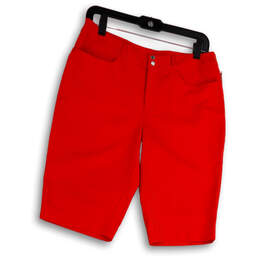 NWT Womens Orange Flat Front Pocket Regular Fit Straight Leg Chino Shorts 6