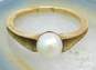 Vintage 10K Yellow Gold Pearl Solitaire Ring 2.6g image number 6
