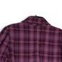 Womens Purple Plaid Notch Lapel Double Breasted Cropped Blazer Size XL image number 4