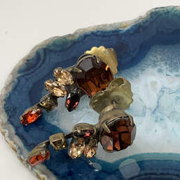 Designer Sorrelli Gold-Tone Brown Crystal Cut Stone Dangle Earrings