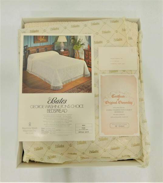 VTG Bates George Washington's Choice Bedspread Twin Size Antique White IOB image number 2