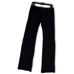 Womens Black Flat Front Pockets Stretch Wide Leg Cargo Pants Size 6T