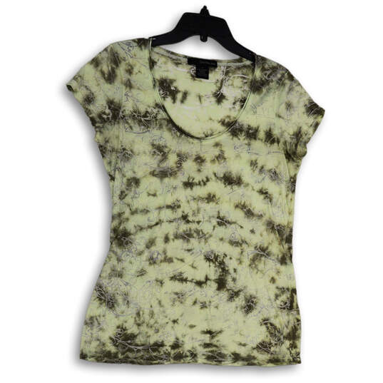 Womens Green Tie Dye Short Sleeve Scoop Neck Pullover T-Shirt Size Medium image number 1