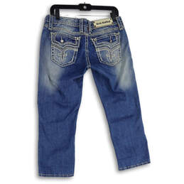 Womens Blue Denim Medium Wash 5-Pocket Design Distressed Capri Jeans Sz 29 alternative image