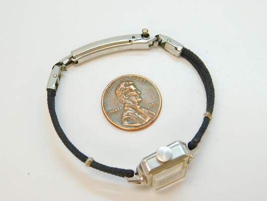 Ladies VTG Bulova 18K White Gold Case 23 Jewels Black Corded Wrist Watch 9.6g image number 12