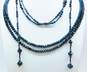 Vintage Black Crystal Beaded Necklaces Dangle Drop Earrings Bracelet & Abstract Loop Brooch 145.8g image number 2