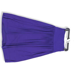 Womens Purple Elastic Waist Pleated Pull On Flare Skirt Size Medium