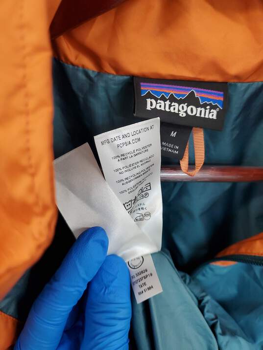 Unisex Patagonia Full Zip Up Orange Green Windbreaker Shell Jacket Sz M image number 3