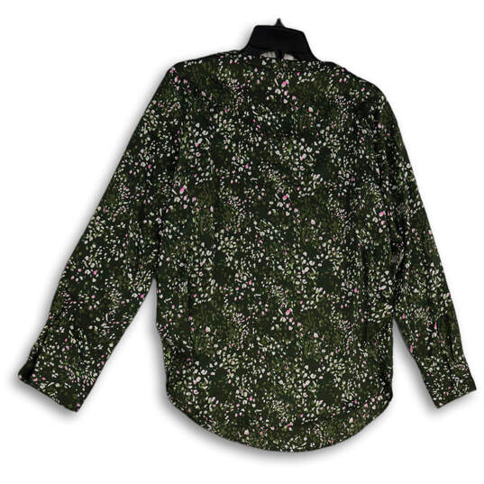 Womens Green Spotted Round Neck Long Sleeve Pullover Blouse Top Size XS image number 2