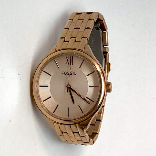 Designer Fossil 111606 Gold-Tone Round Dial Stainless Steel Wristwatch image number 1