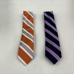 NWT Lot Of 2 Mens Multicolor Striped Adjustable Silk Designer Neck Ties
