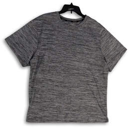 Mens Gray Black Heather Round Neck Short Sleeve Pullover T-Shirt Size XL