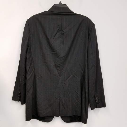 Mens Black White Pinstripe Long Sleeve Single Breasted Blazer Jacket Sz 54 image number 2
