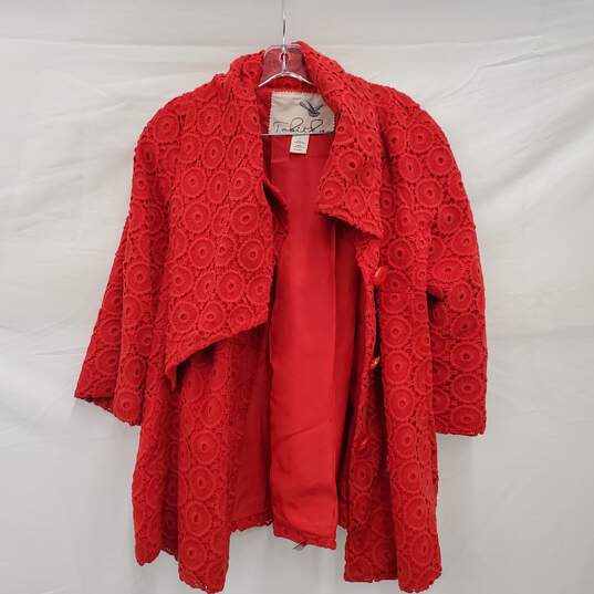 Anthropologie Tabitha Red Pea Coat Size Large image number 1