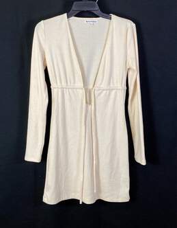 Reformation Womens Ivory Deep V-Neck Tie Waist Long Sleeve Mini Dress Size XS
