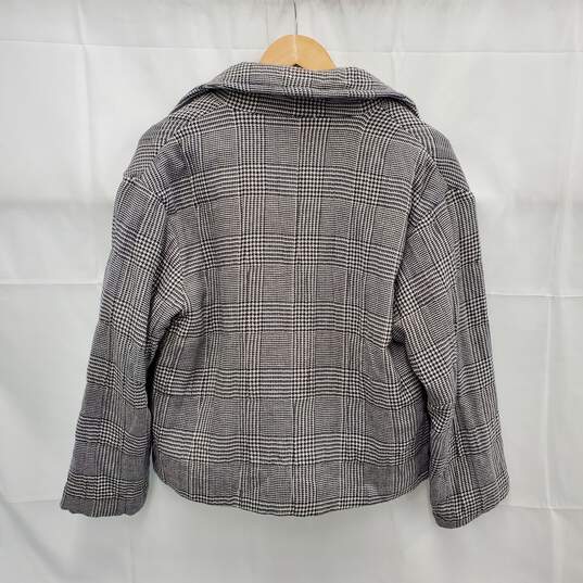 NWT Zara Black & White Checker Quilted Plaid Jacket Size XS image number 2