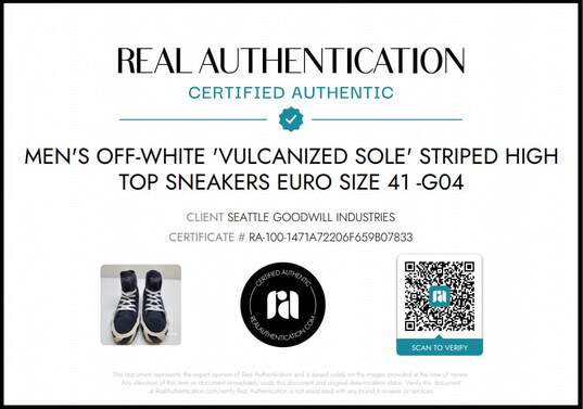 Mens Off-White Vulcanized Sole Striped High Top Sneakers Size 41 AUTHENTICATED image number 9