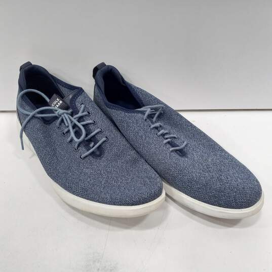 Cole Haan Men's Blue Knitted Low Cut Lace-Up Sneakers Size 9.5 image number 1