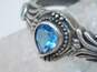 Romantic 925 Sterling Silver Blue Rhinestone Cuff Bracelet 26.8g image number 3