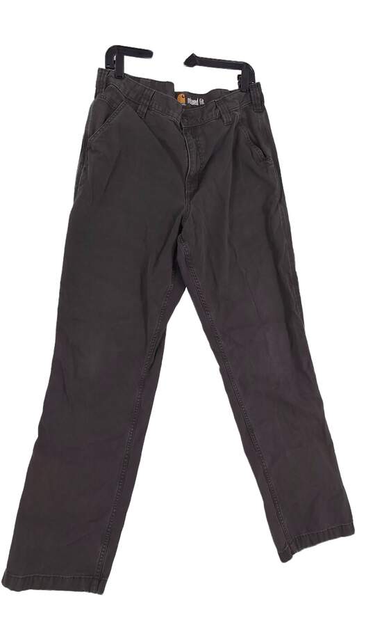 Men's Black Relaxed Fit Pockets Straight Leg Work Pants Size 36x34 image number 1