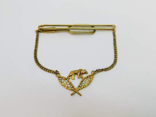 Vintage 10K Yellow Gold & Gold Filled Bear Snow Shoe Tie Clip 7.5g image number 1