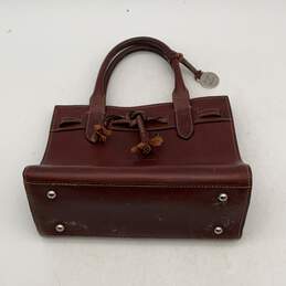 Dooney & Bourke Womens Brown Leather Logo Charm Double Top Handle Handbag