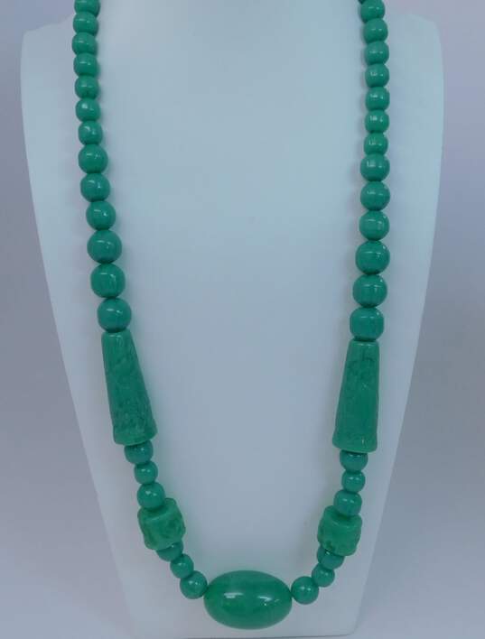 VNTG Gold Tone & Faux Jade Jewelry Lot image number 2