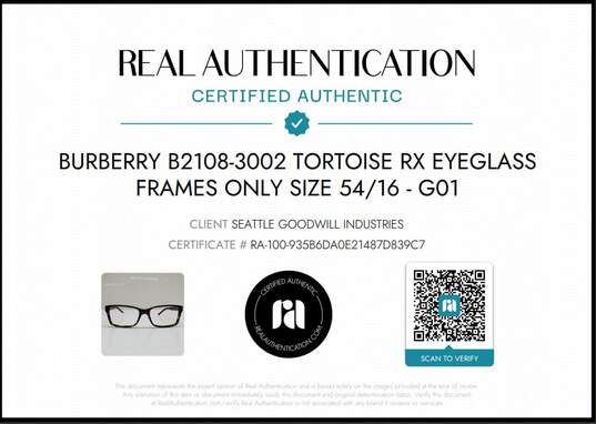 Burberry B2108-3002 Tortoise RX Eyeglass Frames Only sz 54/16 AUTHENTICATED image number 6
