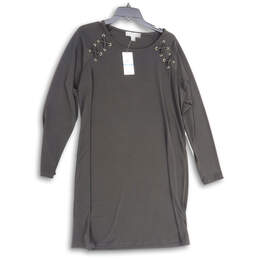 NWT Womens Black Long Sleeve Round Neck Shift Dress Size X-Large