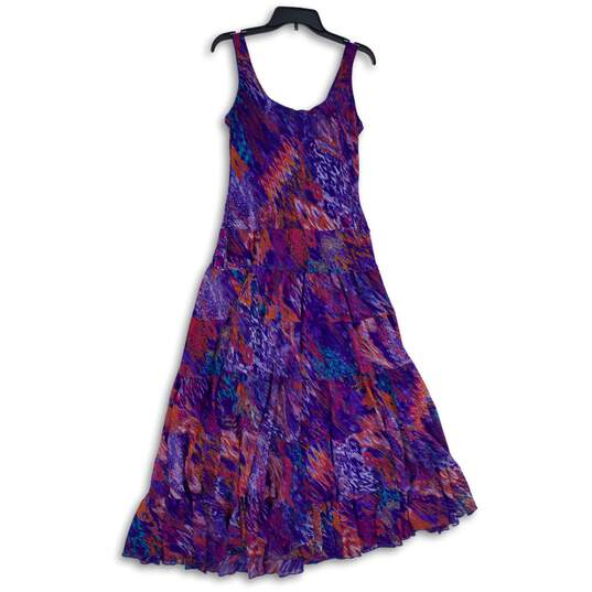 NWT Kasper Womens Purple Tie Dye Round Neck Sleeveless Fit & Flare Dress Size 10 image number 2