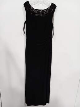 Lauren Ralph Lauren Black Evenic Long Sleeveless Lace With Beads Around Neck Dress Size 8P