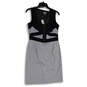 NWT Womens Black Gray Sleeveless Knee Length Front Zip Sheath Dress Size 8 image number 1