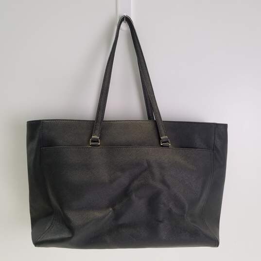 Buy the Tory Burch Saffiano Leather Tote Bag Black | GoodwillFinds