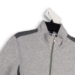Womens Gray Mock Neck Pockets Long Sleeve Full-Zip Jackets Size Medium