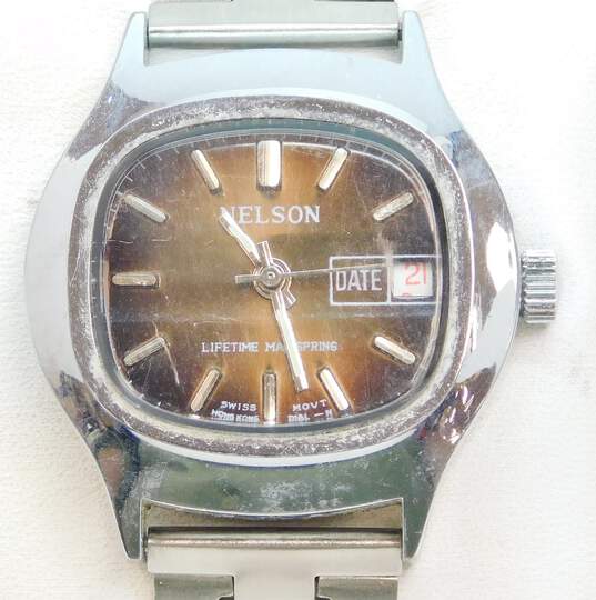 Vintage Nelson Swiss Lifetime Mainspring Silver Tone Watch 77.7g image number 2