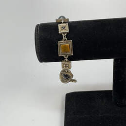 Designer Patricia Locke Gold-Tone Crystal Stone Toggle Clasp Chain Bracelet