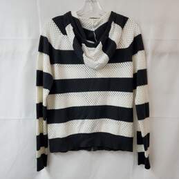 Michael Kors Black & White Striped Zip Hoodie Women's SM alternative image