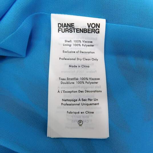 Diane von Furstenberg Jaxson Ruffled Crepe de Chine Blue & Red Zebra Print Women's Midi Dress Size S NWT with COA image number 10