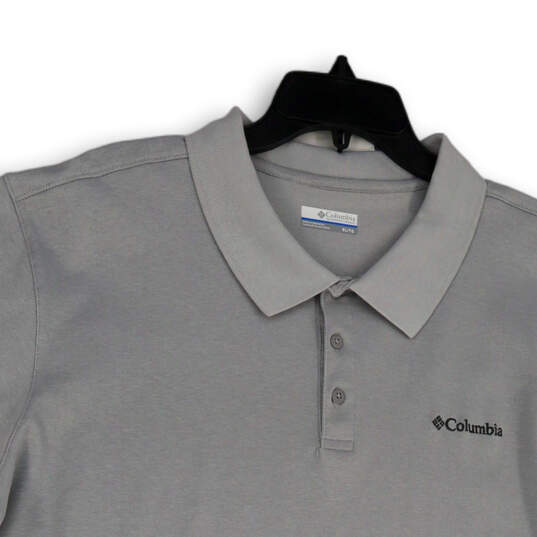 Mens Gray Collared Button Front Short Sleeve Classic Polo Shirt Size XL image number 3