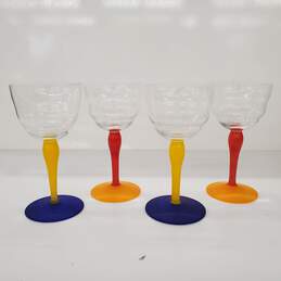 1980s Memphis Design Movement Wine Glasses Set of 4