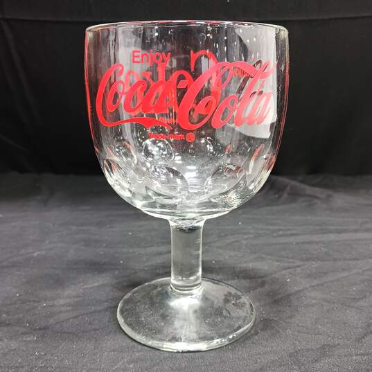 Vintage Coca Cola Pedestal Glass Goblet image number 1