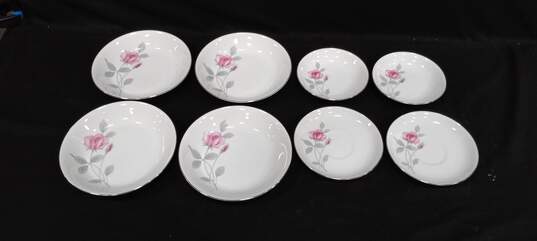 Set of 8 Assorted Arlen Fine China Rose Pattern Bowls & Saucers image number 2