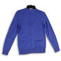 Womens Blue Knitted Welt Pocket Button Front Cardigan Sweater Size Small image number 2