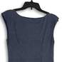 LOFT Womens Blue White Round Neck Sleeveless Sheath Dress Size Medium image number 4