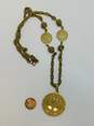 Vintage Miriam Haskell Goldtone Faux German Coins Pendant Station Chain Statement Necklace 60g image number 6