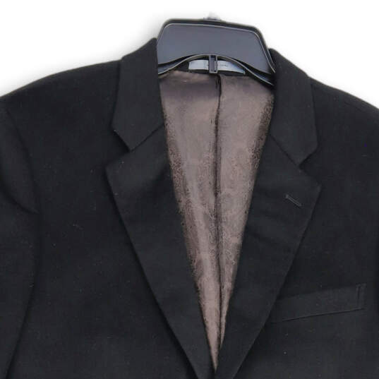 Womens Black Notch Lapel Long Sleeve Flap Pocket Two Button Blazer Size 44R image number 3