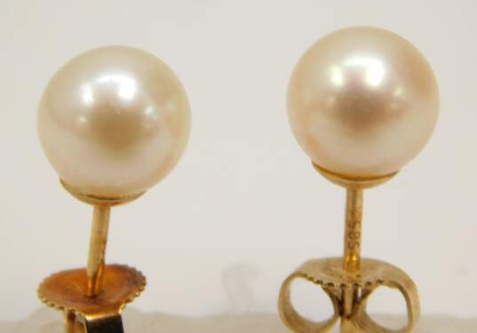 14K Yellow Gold Ruby & White Pearl Post Earrings Variety 2.0g image number 6