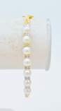 14K Yellow Gold 0.25 CTTW Diamond & Pearl Hinged Bangle Bracelet 11.8g image number 2